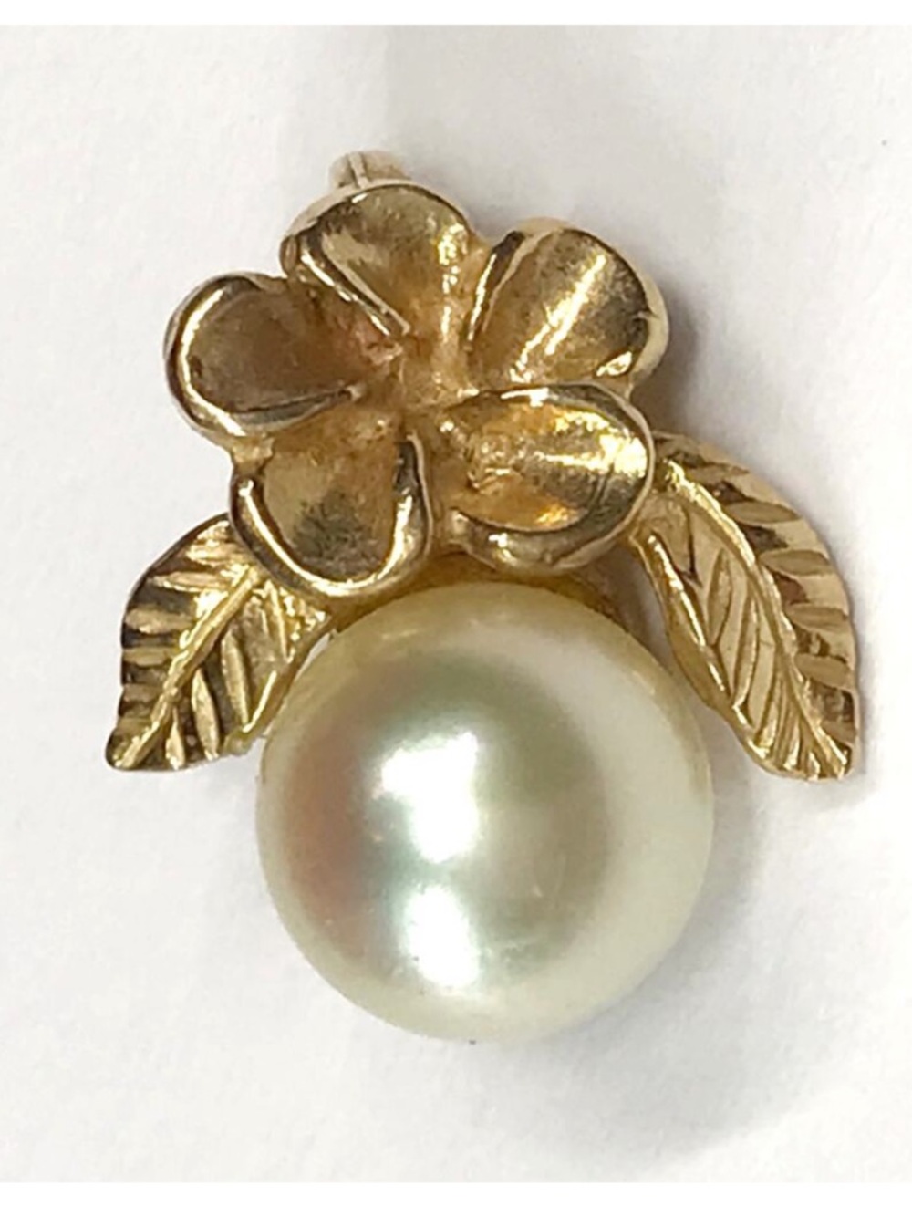 Edward Sultan Na Hoku Solid 10k Yellow Gold 6.5mm Pearl Flower Necklace Pendant